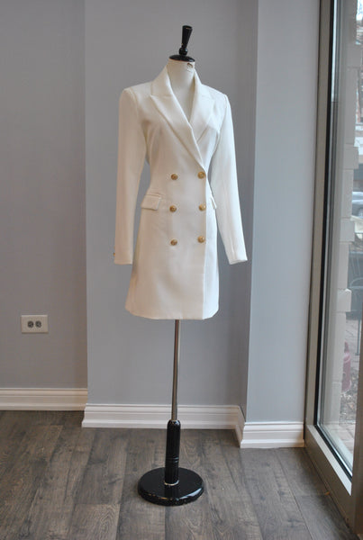 White Double Breasted Jacket Dress Or A Spring Coat Le Obsession Boutique 8654