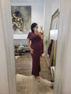 EGGPLANT SILKY MIDI DRESS