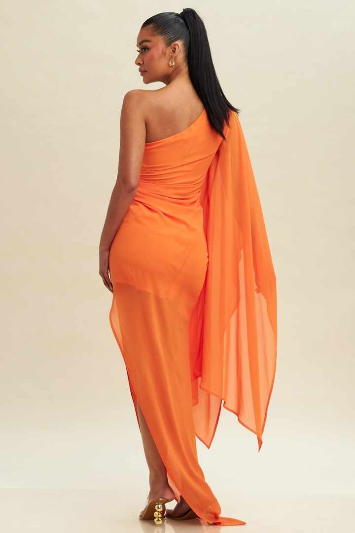 ORANGE ASYMMETRIC SUMMER DRESS