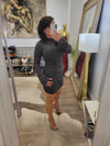 CHARCOAL GREY MINI DRESS WITH RUSHING