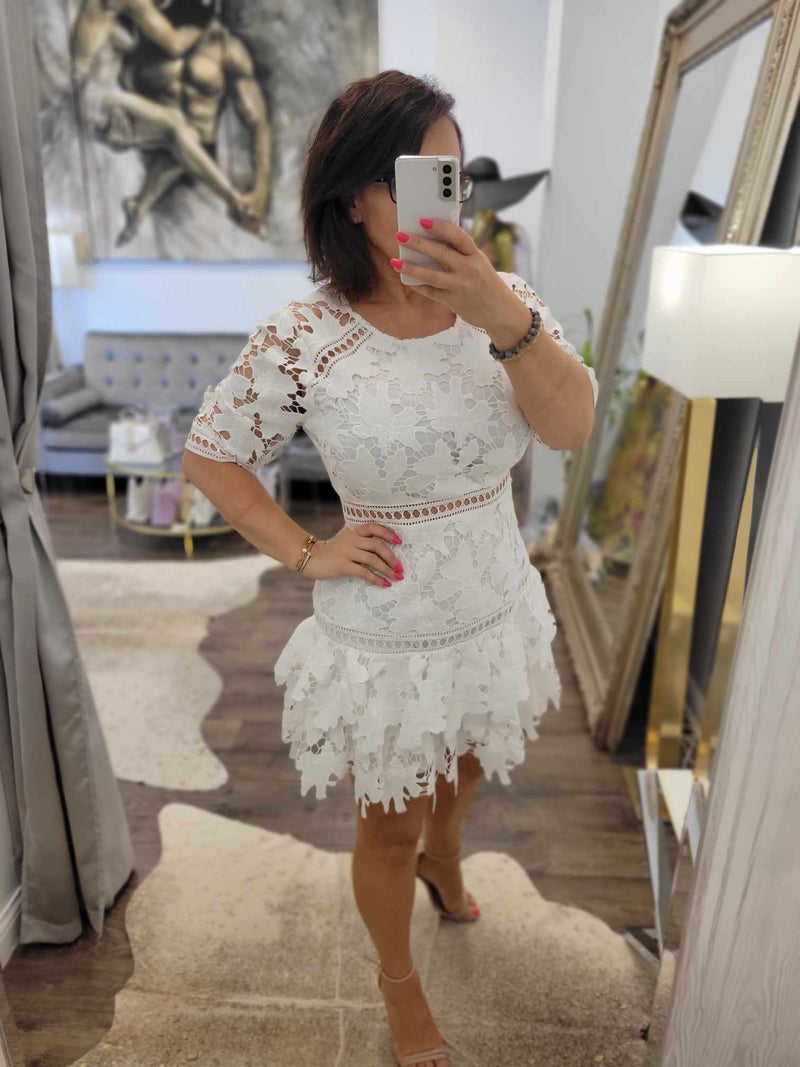 WHITE LACE MINI DRESS