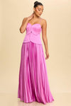 ORCHID PINK SUMMER MAXI DRESS WITH PLEATED BOTTOM