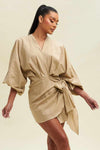 CLEARANCE - LIGHT BEIGE MINI WRAP DRESS