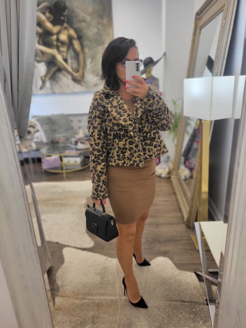 CHEETAH PRINT FALL CROPPED JACKET