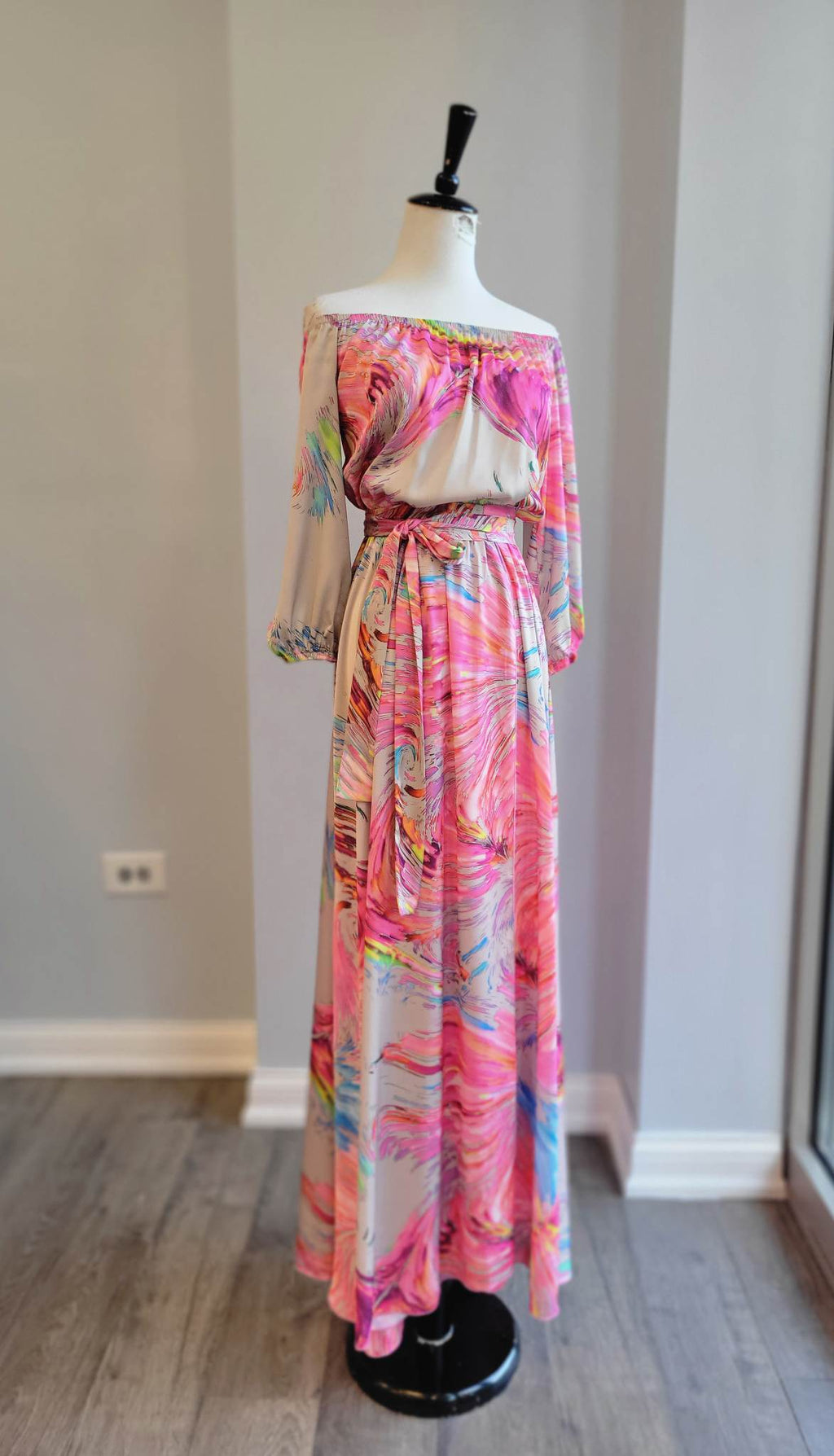 PINK MULTI MAXI SUMMER DRESS