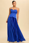 ROYAL BLUE SUMMER PLEATED MAXI DRESS