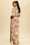 TAUPE SILKY WRAP MAXI DRESS