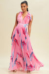 PINK MULTI PLEATED MAXI DRESS