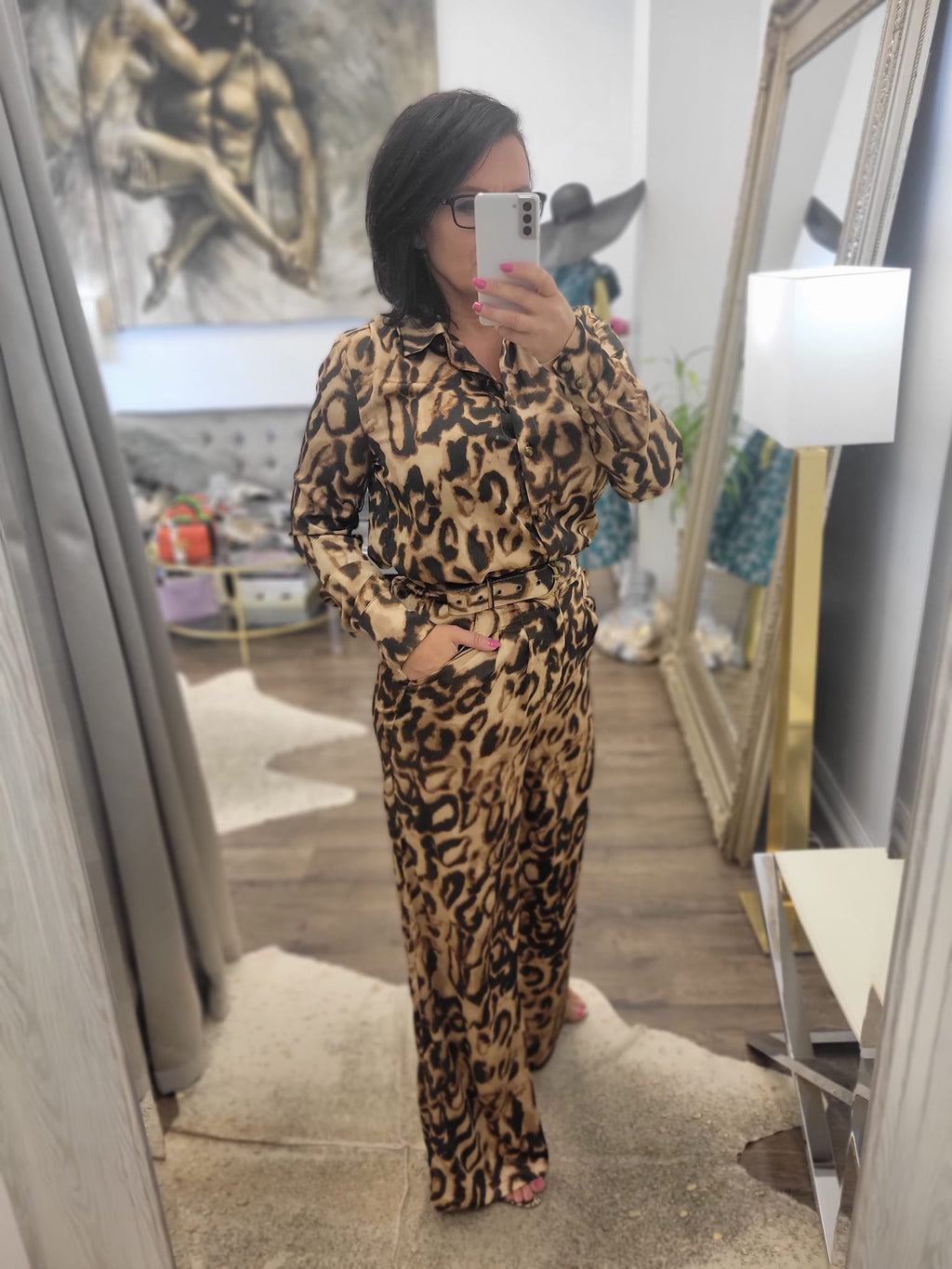 CLEARANCE - ANIMAL PRINT SILKY SET