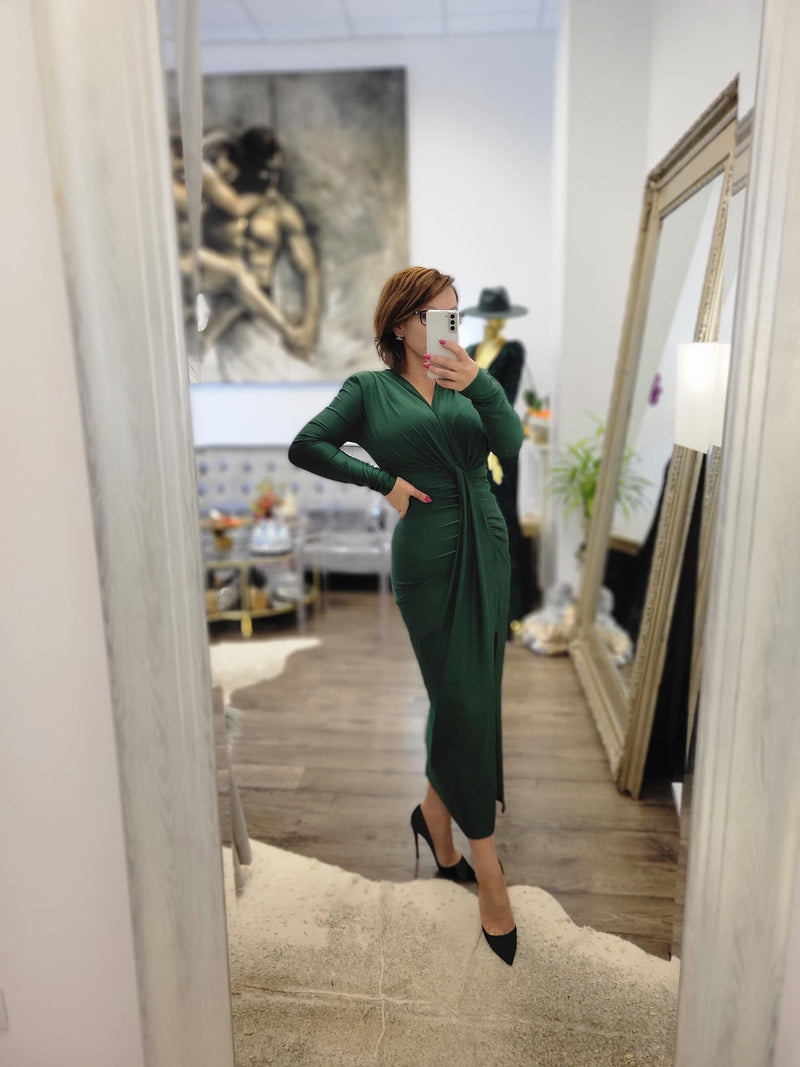 EMERALD GREEN MIDI DRESS