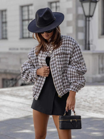 FUCHSIA PINK AND GOLD TWEED COAT WITH A BELT