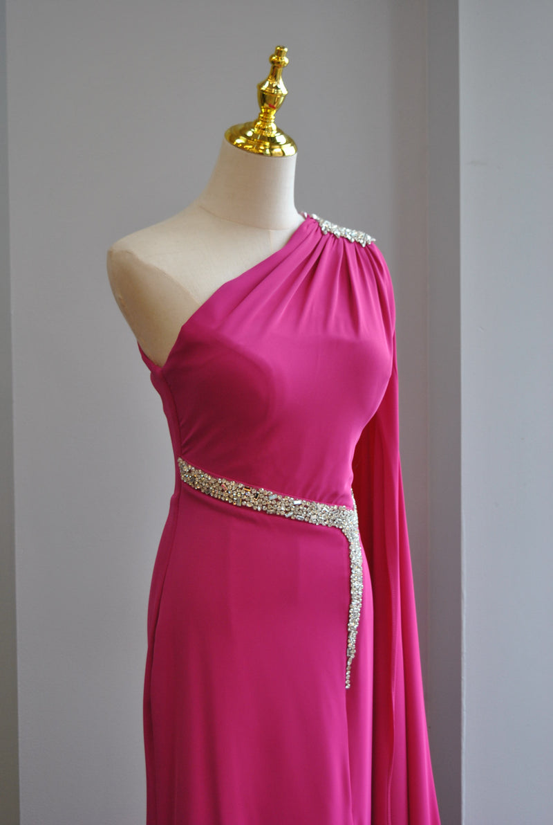 FUCHSIA PINK LONG EVENING GOWN