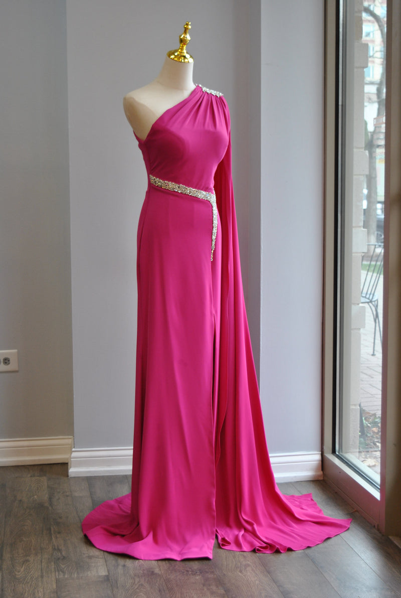 FUCHSIA PINK LONG EVENING GOWN