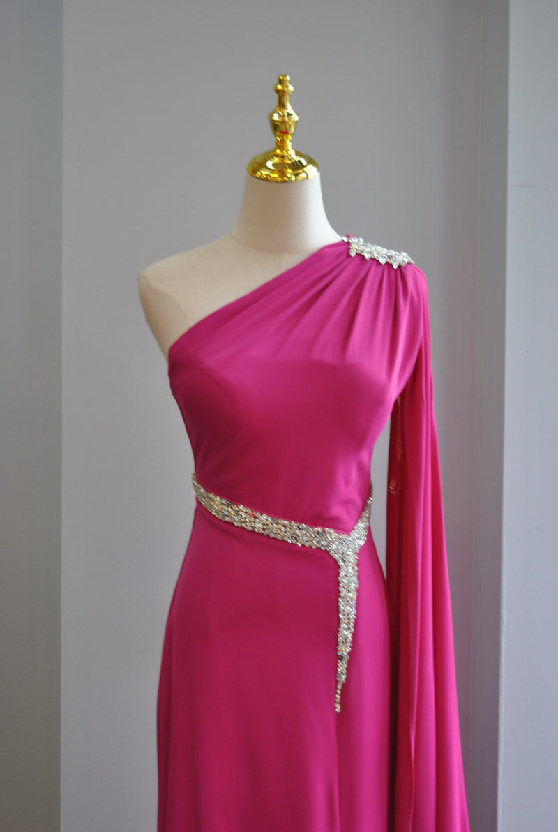 FUCHSIA PINK LONG EVENING GOWN