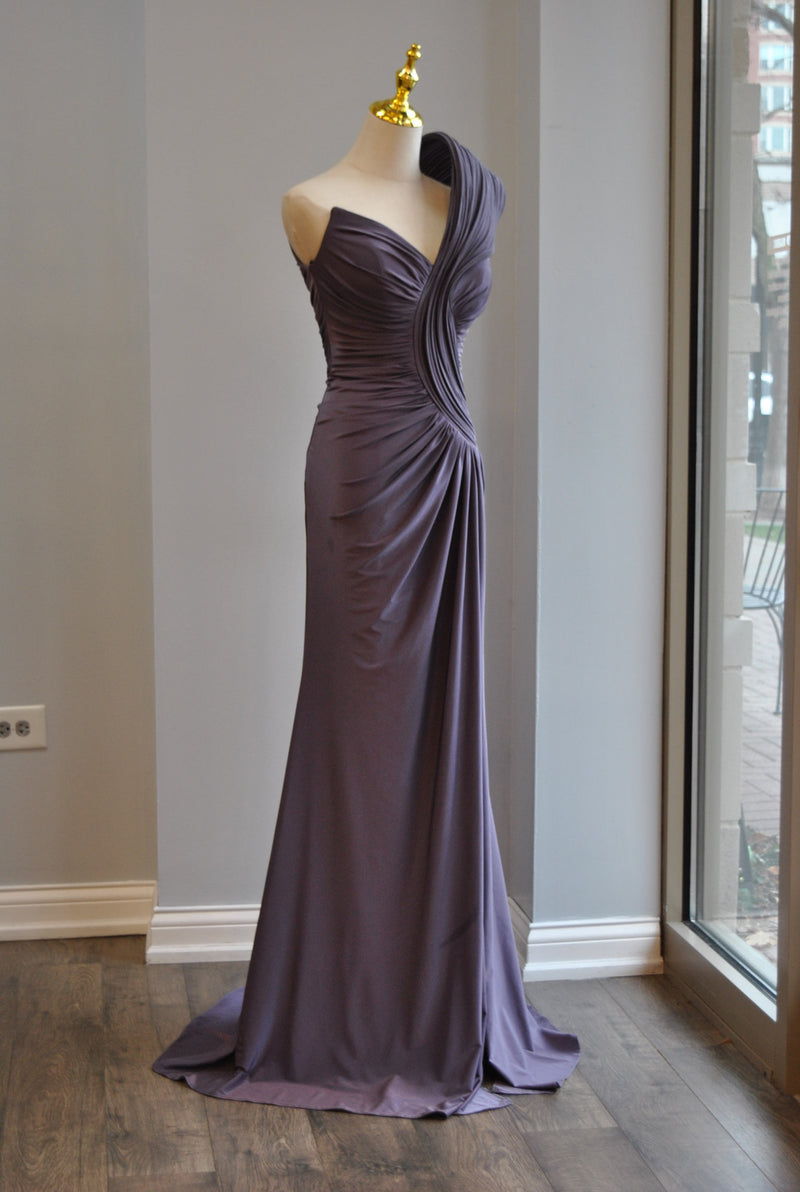 DUSTY LAVENDER LONG EVENING GOWN