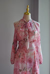 CLEARANCE - PINK FLOWER SUMMER SET OF MAXI SKIRT AND A BLOUSE