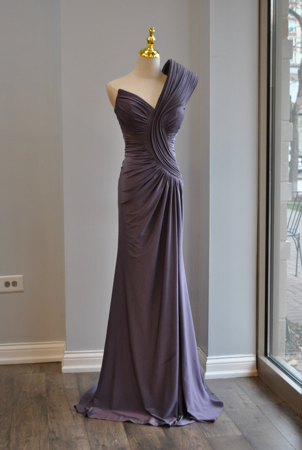 DUSTY LAVENDER LONG EVENING GOWN