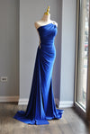 ROYAL BLUE LONG ASYMMETRIC DRESS