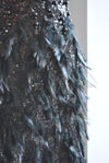 BLACK BEADS AND FEATHERS MINI DRESS