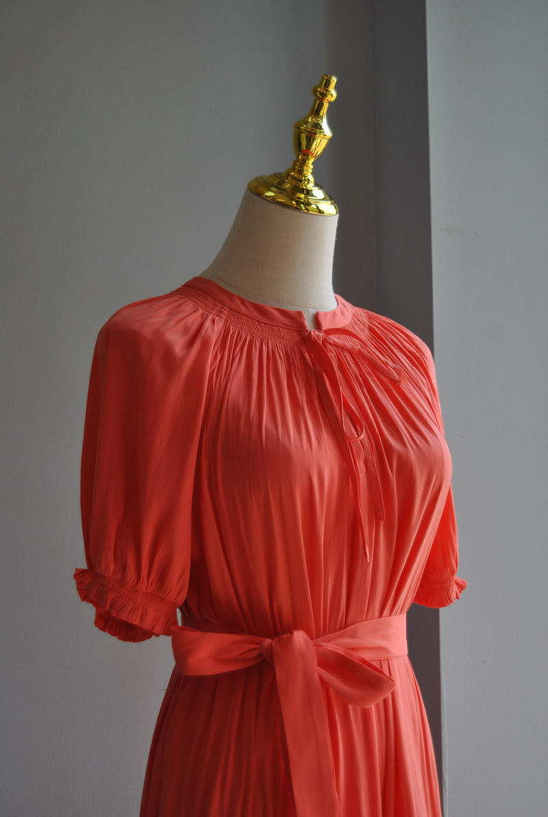 ORANGE MINI SUMMER DRES WITH RUFFLES AND A BELT