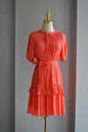 ORANGE MINI SUMMER DRES WITH RUFFLES AND A BELT