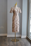 DUSTY PINK LACE MIDI DRESS