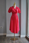 FUCHSIA PINK MIDI COTTON DRESS