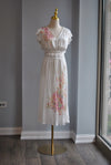 WHITE MIDI SUMMER DRESS WITH FLOWER DETAIL