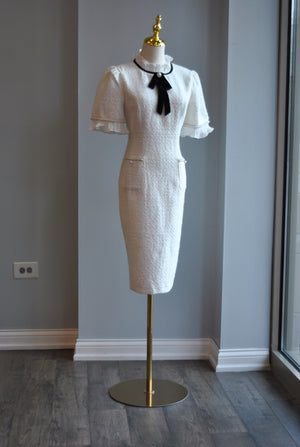 WHITE TWEED COCKTAIL DRESS