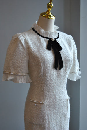 WHITE TWEED COCKTAIL DRESS