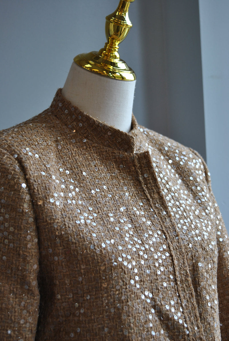 CARAMEL TWEED JACKET WITH SEQUIN