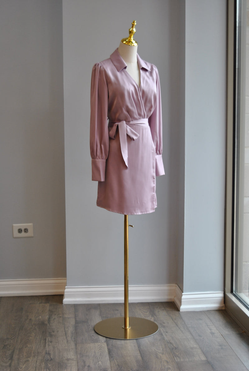 MAUVE PINK MINI SILKY DRESS