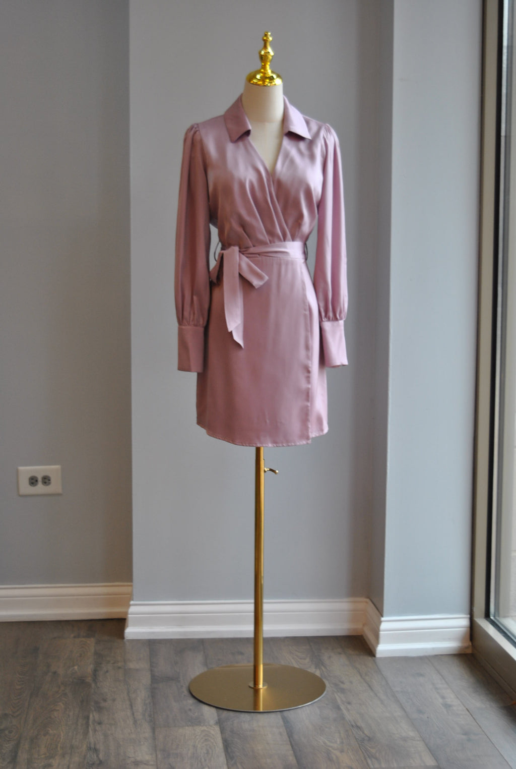 MAUVE PINK MINI SILKY DRESS