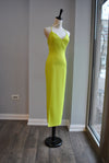 LIME GREEN MIDI SIMPLE DRESS WITH OPEN BACK