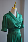 EMERALD GREEN SET OF PALAZZO PANTS AND CROPPED WRAP TOP