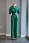 EMERALD GREEN SET OF PALAZZO PANTS AND CROPPED WRAP TOP