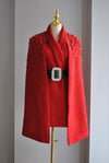 RED PONCHO WITH CRYSTALS AND A BELT