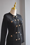 BLACK MINI COCKTAIL DRESS WITH GOLD BUTTONS