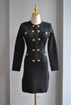 BLACK MINI COCKTAIL DRESS WITH GOLD BUTTONS