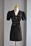 BLACK MINI PARTY DRESS WITH BOWS