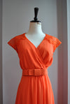 CLEARANCE - ORANGE SUMMER MAXI DRESS WITH LACE SLEEVES AND A BELT