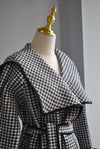 BLACK AND WHITE CHECK JACKET WITHA BELT