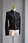 BLACK SWEATER BLAZER  WITH GOLD ZIPPER