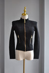 BLACK SWEATER BLAZER  WITH GOLD ZIPPER