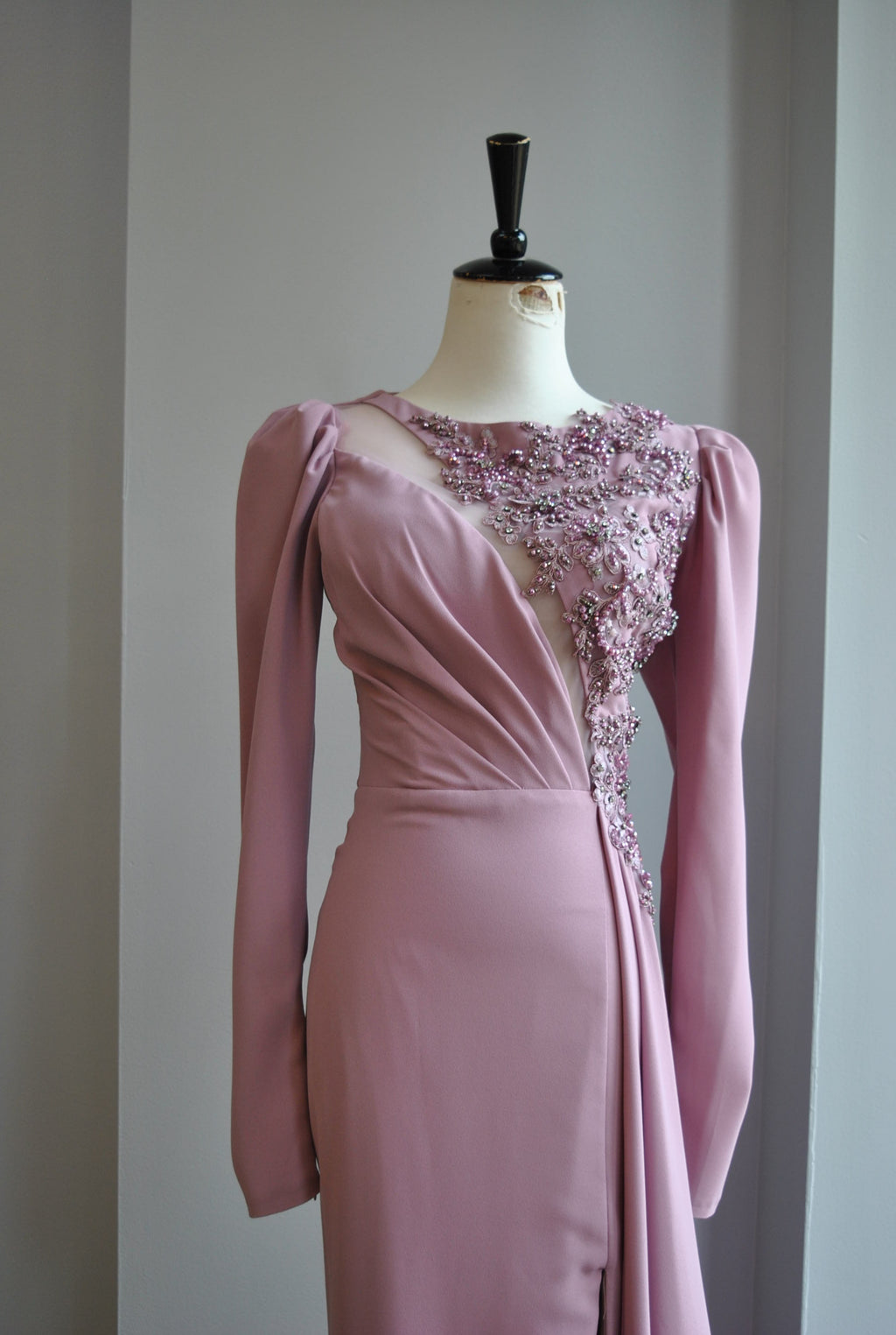 DUSTY PINK LONG EVENING GOWN