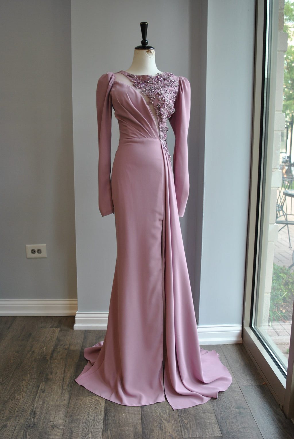 DUSTY PINK LONG EVENING GOWN