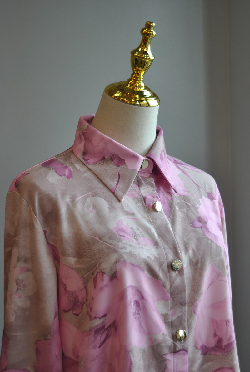 PINK AND BEIGE MULTI SPRING BLOUSE