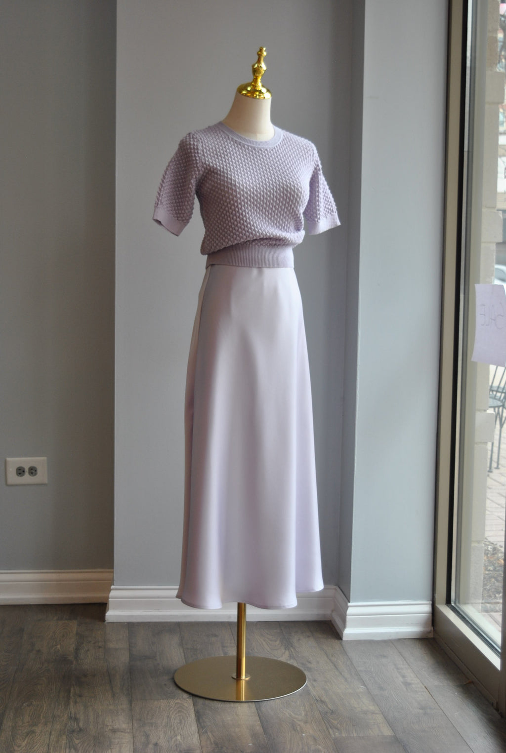 LAVENDER SILKY SPRING MIDI SKIRT