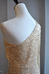 CLEARANCE - GOLD SEQUIN MIDI ASYMMETRIC FIT DRESS