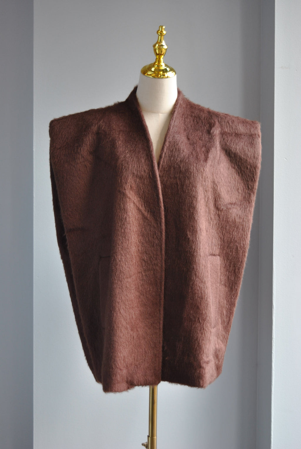 CLEARANCE - CHOCOLATE BROWN WOOL FALL OVERSIZED VEST